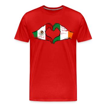 Mexique Drapeau Irlande mains forme de cœur utilisé - T-shirt bio Premium Homme - rouge - Devant - Damien (186cm)
