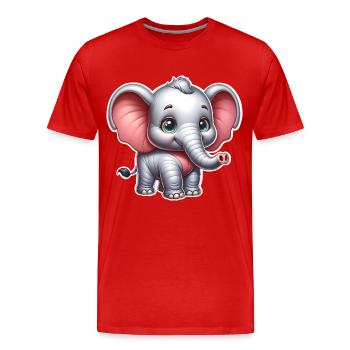 Éléphant - T-shirt bio Premium Homme - rouge - Devant - Damien (186cm)