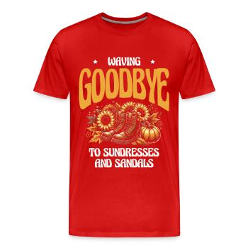 Say goodbye to sundresses and sandals - Men's Premium Organic T-Shirt - red - Front - Damien (186cm)