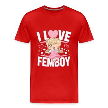 I Love Femboy -Funny Gift Idea for Anime Fans - Men's Premium Organic T-Shirt - red - Front - Damien (186cm)