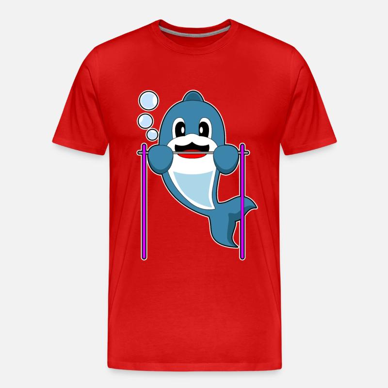 Dolphin Bodybuilder Pull-ups - Men's Premium Organic T-Shirt - red