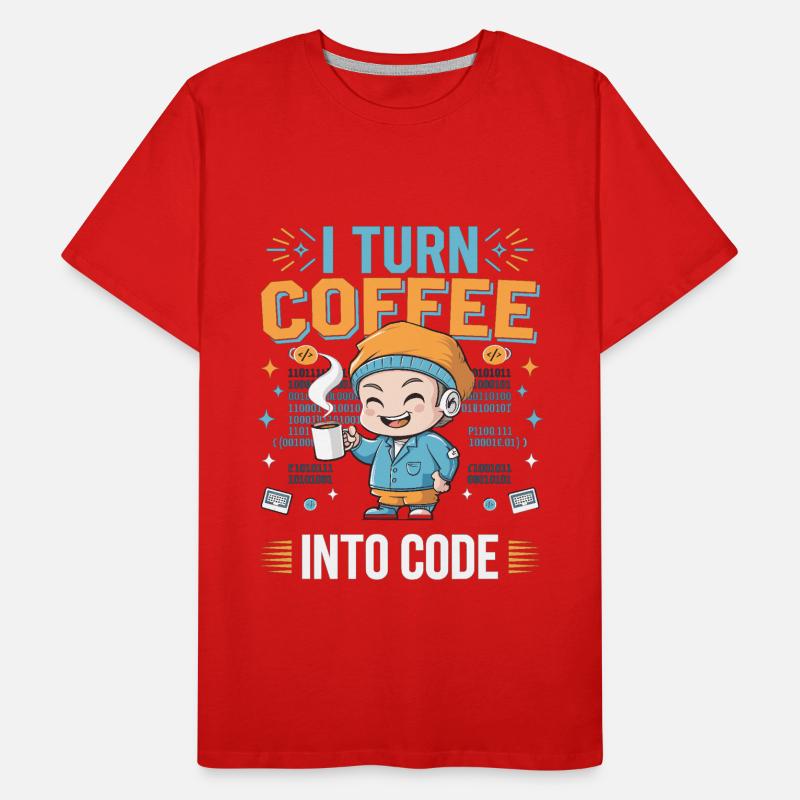 Je transforme le café en code – Funny IT design T-shirt bio Premium Homme