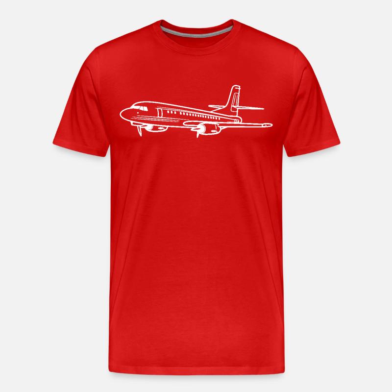 Flugzeug Line Art - Männer Premium Bio T-Shirt - Rot