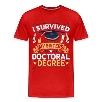 Doctorates survived doctorates - Men's Premium Organic T-Shirt - red - Front - Damien (186cm)