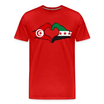 Tunisie Syrie Drapeau Mains Coeur Forme - T-shirt bio Premium Homme - rouge - Devant - Damien (186cm)