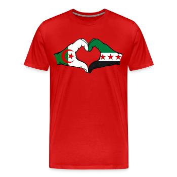Algérie Syrie Drapeau Mains Coeur Forme - T-shirt bio Premium Homme - rouge - Devant - Damien (186cm)