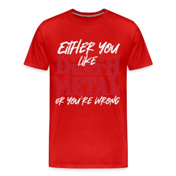 Heavy metal rock music band Death Metal - Men's Premium Organic T-Shirt - red - Front - Damien (186cm)