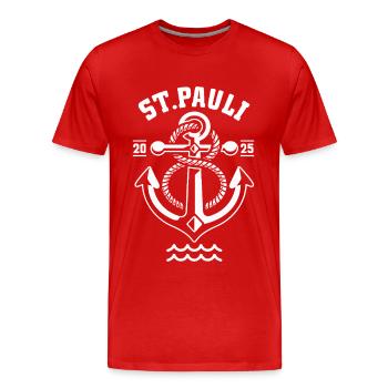 St. Pauli Hamburg Anker Reeperbahn - T-shirt bio Premium Homme - rouge - Devant - Damien (186cm)