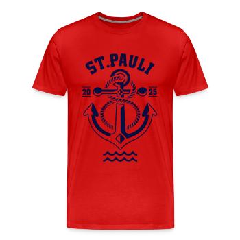 St. Pauli Hamburg Anker Reeperbahn - T-shirt bio Premium Homme - rouge - Devant - Damien (186cm)