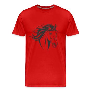 Amoureux des chevaux Portrait de cheval - T-shirt bio Premium Homme - rouge - Devant - Damien (186cm)