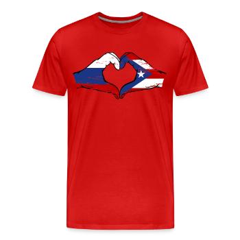 Russia Puerto Rico Hands Heart Shape Used - Men's Premium Organic T-Shirt - red - Front - Damien (186cm)