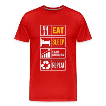 Kapitalismus genießen Aktien Sprüche - Männer Premium Bio T-Shirt - Rot - Vorne - Damien (186cm)