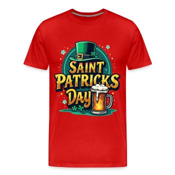 Saint Patrick`s Day Beer - Männer Premium Bio T-Shirt - Rot - Vorne - Damien (186cm)