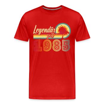 Légendaire depuis 1985 Texte allemand vintage - T-shirt bio Premium Homme - rouge - Devant - Damien (186cm)