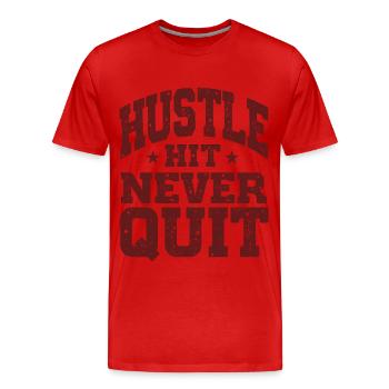 Hustle Hit Never Quit Athlete Fitness - T-shirt bio Premium Homme - rouge - Devant - Damien (186cm)
