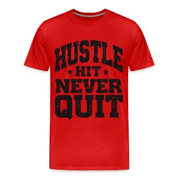 Hustle Hit Never Quit Athlete Fitness - T-shirt bio Premium Homme - rouge - Devant - Damien (186cm)