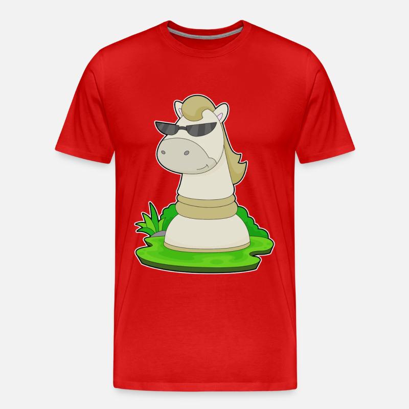 pièce d’échecs chevalier échecs - T-shirt bio Premium Homme - rouge