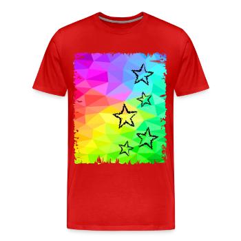 étoiles colorées dégradé arc-en-ciel couleurs - T-shirt bio Premium Homme - rouge - Devant - Damien (186cm)