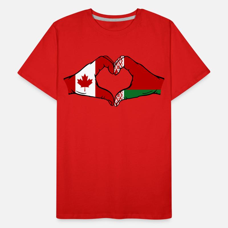Canada Belarus Flag Hands Heart Shape Men's Premium Organic T-Shirt