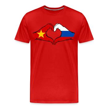 Vietnam Russland Flagge Hände Herzform - Männer Premium Bio T-Shirt - Rot - Vorne - Damien (186cm)