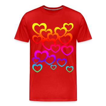 Coeurs colorés Dégradé Icône de coeur arc-en-ciel - T-shirt bio Premium Homme - rouge - Devant - Damien (186cm)