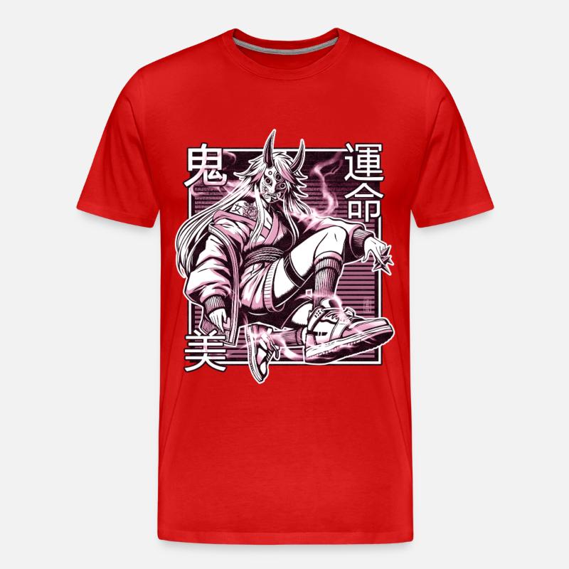 Rosa Kunoichi-Dämon - Männer Premium Bio T-Shirt - Rot