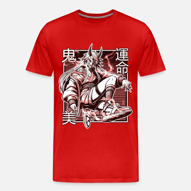 Roter Kunoichi-Dämon - Männer Premium Bio T-Shirt - Rot