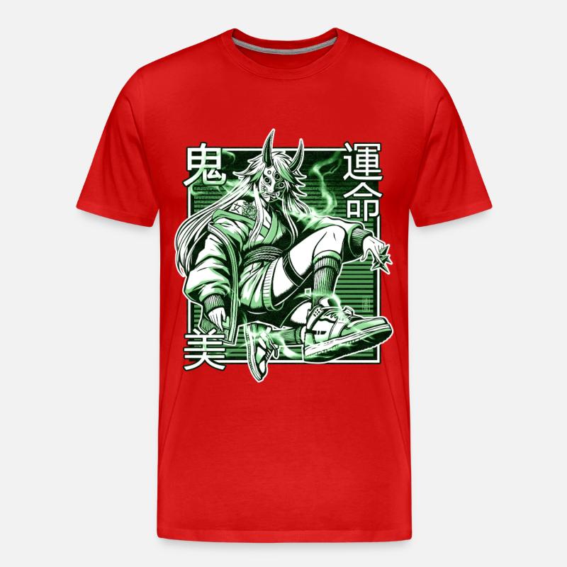 Grüner Kunoichi-Dämon - Männer Premium Bio T-Shirt - Rot