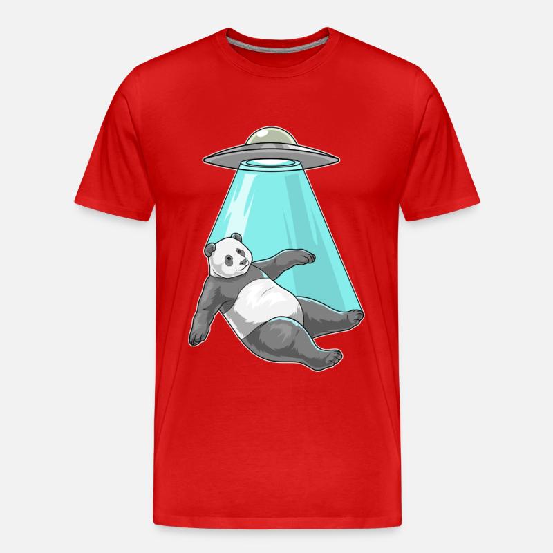 Panda Raumschiff - Männer Premium Bio T-Shirt - Rot