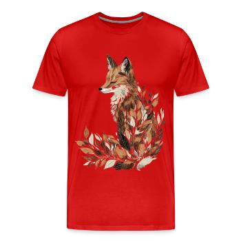 Fuchs Herbst Blätter Laub - Männer Premium Bio T-Shirt - Rot - Vorne - Damien (186cm)