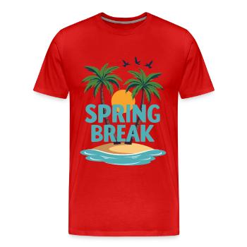 Spring Break Palm Trees Beach - Men's Premium Organic T-Shirt - red - Front - Damien (186cm)