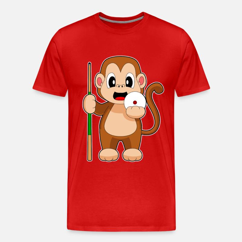 Affe Billiard Queue - Männer Premium Bio T-Shirt - Rot