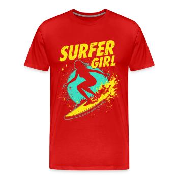 Surfeur Fille Surfeur Surf Surf Surfeur - T-shirt bio Premium Homme - rouge - Devant - Damien (186cm)