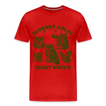 hibou Love Support Veille de nuit locale - T-shirt bio Premium Homme - rouge - Devant - Damien (186cm)
