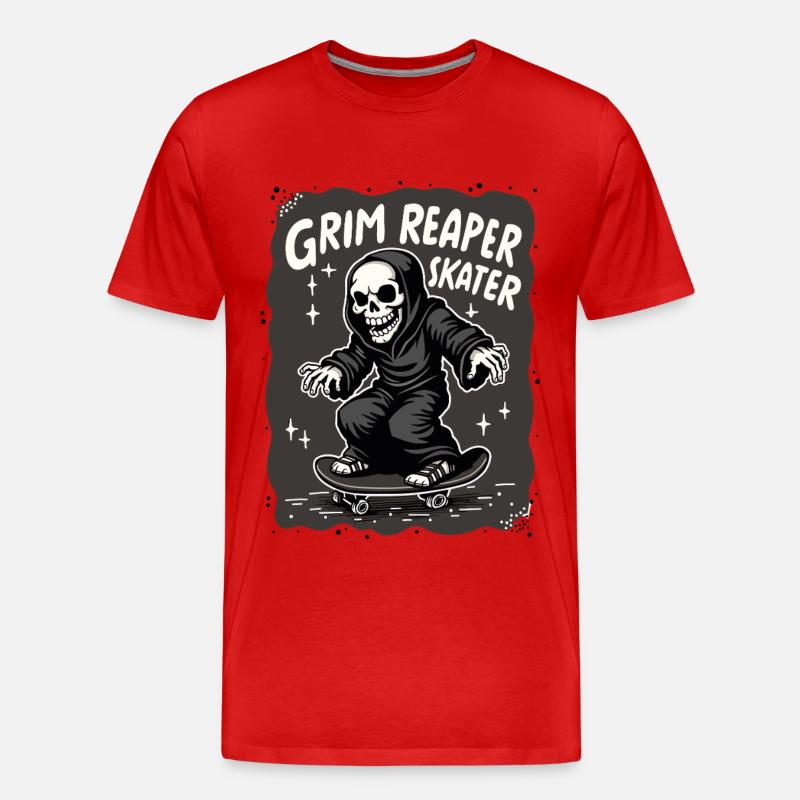 Skateboarding Sensenmann – Grim Reaper Style - Männer Premium Bio T-Shirt - Rot