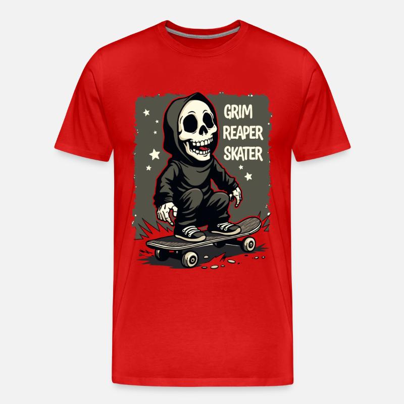 Skateboarding Sensenmann – Grim Reaper Style - Männer Premium Bio T-Shirt - Rot