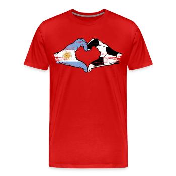 Argentine Football Drapeau Mains Coeur Forme utilisation - T-shirt bio Premium Homme - rouge - Devant - Damien (186cm)