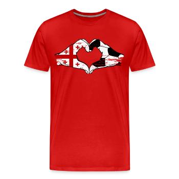 Georgia Football Flag Hands Heart Shape Used - Men's Premium Organic T-Shirt - red - Front - Damien (186cm)