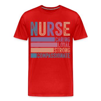 Infirmier - T-shirt bio Premium Homme - rouge - Devant - Damien (186cm)