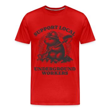 Support Local Underground Workers Lustiges Mole - Männer Premium Bio T-Shirt - Rot - Vorne - Damien (186cm)