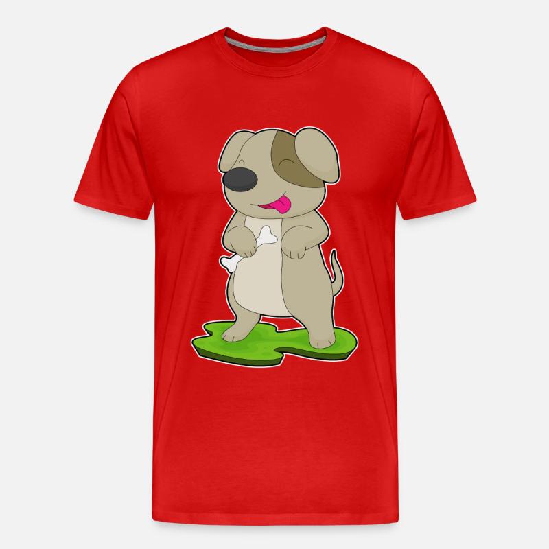 Hund Knochen - Männer Premium Bio T-Shirt - Rot