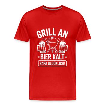 Barbecue On Beer Cold Dad Happy Father's Day - Men's Premium Organic T-Shirt - red - Front - Damien (186cm)