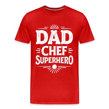 Dad Chef Superhero – Papa Koch Superheld - Men's Premium Organic T-Shirt - red - Front - Damien (186cm)
