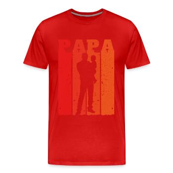 Retro Dad Silhouette – Vintage Style Father's Day - Men's Premium Organic T-Shirt - red - Front - Damien (186cm)