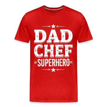 Dad Chef Superhero – Papa Koch Superheld - Men's Premium Organic T-Shirt - red - Front - Damien (186cm)