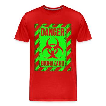 Danger Biohazard Grunge Zombies Apocalypse - Men's Premium Organic T-Shirt - red - Front - Damien (186cm)