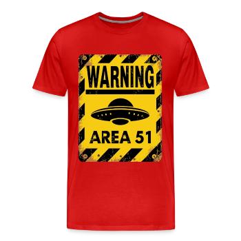 Area 51 UFO Warning – Enter at Your Own Risk - Men's Premium Organic T-Shirt - red - Front - Damien (186cm)