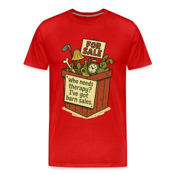Flea Market Yard Sale Therapy Vintage Retro - Men's Premium Organic T-Shirt - red - Front - Damien (186cm)