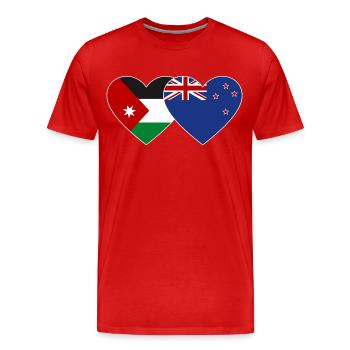Drapeau de la Jordanie Nouvelle-Zélande Coeur - T-shirt bio Premium Homme - rouge - Devant - Damien (186cm)