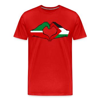 Tatarstan Palestine Drapeau Mains Coeur Forme - T-shirt bio Premium Homme - rouge - Devant - Damien (186cm)